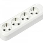 Колодка 4 роз. с/з 10А 250В (корпус АБС-пластик, белая) Smartbuy 622009