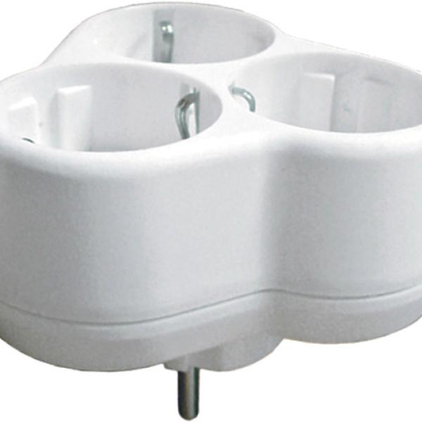 Разветвитель электрический "universal", 3 гнезда, с заземлением, 16А 250 В, круглый, белый 83319