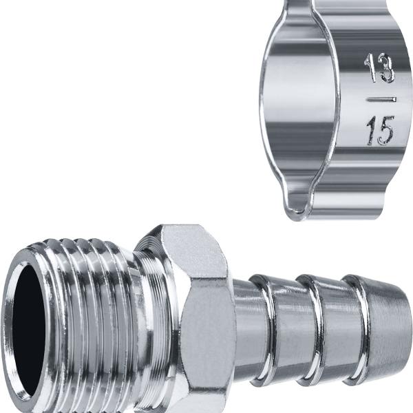 Переходник штуцер ″елочка″ 10 мм - 3/8″М Наруж.., с обжимным хомутом Зубр Профессионал 64924-3/8-10