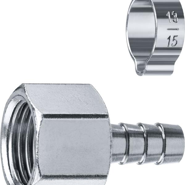 Переходник штуцер ″елочка″ 10 мм - 1/4″F Вн., с обжимным хомутом Зубр Профессионал 64923-1/4-10